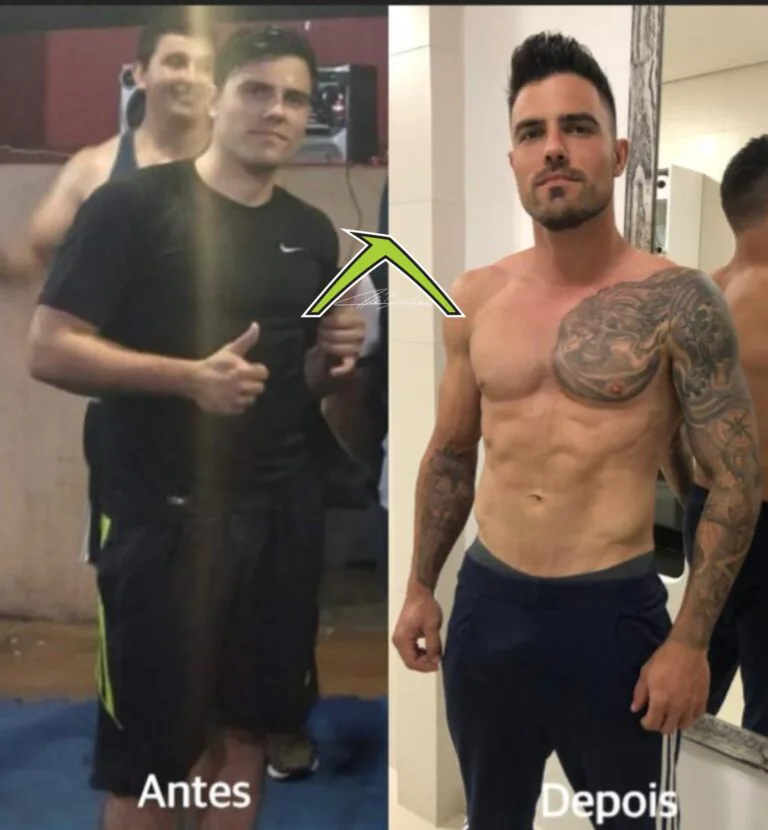 Eliminou 25kg de gordura e ganhou massa muscular trincado e definido com qualidade em 12 meses.Abdômen mais seco e testosterona natural ativa