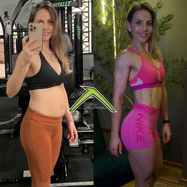Saiu de 18% para 11% de gordura, eliminou 4kg de gordura e ganhou 5kg de massa magra definida em 5 meses.